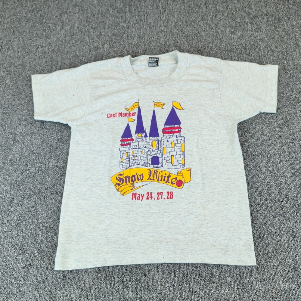 Fruit of the Loom Kid Snow White T Shirt 10-12 Gray Cotton Blend Vintage 90s USA — photo 3